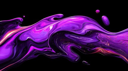 Wall Mural -   Purple substance on black background with water droplet in center