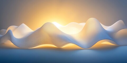 Poster - Serene Gradient Waves with Soft Light Reflections, Elegant Curves and Dynamic Flow in Neutral Tones.