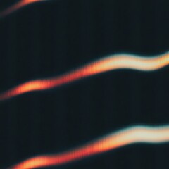 Poster - Abstract background with orange and red light stripes. Optical effect of glitch style. Digital screen error or damage concept for web.