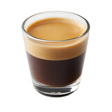 Espresso Macchiato in Clear Glass Cup with Creamy Foam.