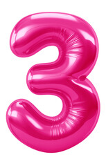 Wall Mural - number three png pink 3d balloon, transparent background