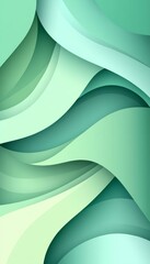 Poster - Serene Abstract Carved Pattern with Smooth Waves in Nature Inspired Mint and Lime Gradations