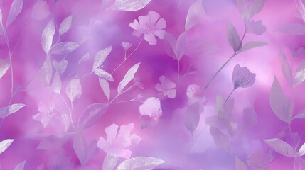 Poster - A beautiful floral pattern with soft pink and purple colors. This digital artwork captures the essence of nature in a relaxing style. Perfect for backgrounds and wallpapers. AI