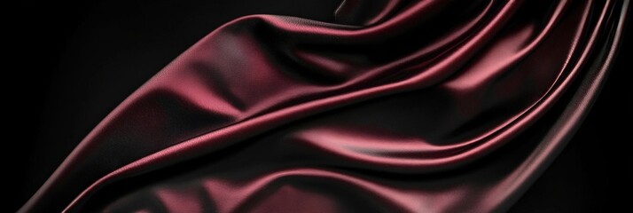 Poster - Elegant Drapery of Deep Burgundy Silk with Abstract Satin Texture and Dramatic Shadows for Luxury