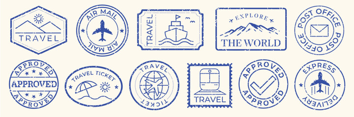 Poster - Set of vintage label designs. Vintage labels in various shapes: circles, stars, hexagons. Perfect for vintage-themed projects and label designs. Black blank stamps, vector set.