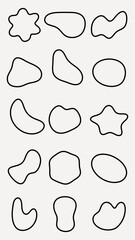 Poster - A grid of abstract shapes with varied outlines. Each shape is unique, with smooth or jagged edges. Abstract shapes on a grid, perfect for design projects. Black shape vector set.