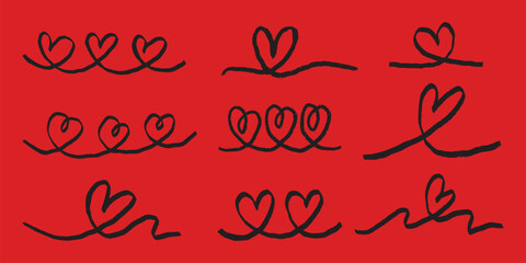 Poster - A collection of hearts on a background. Various heart shapes, heart patterns, and heart designs fill the image with love and creativity. Cute hand drawn Valentine's Day vector set.