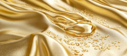 Poster - Luxurious Golden Liquid Texture with Dynamic Patterns and Gleaming Surfaces, Stunning Light Play