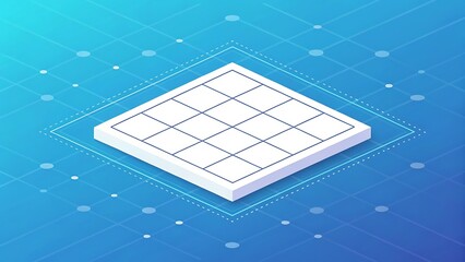 minimal white isometric grid on a blue gradient technology background with digital network connectio