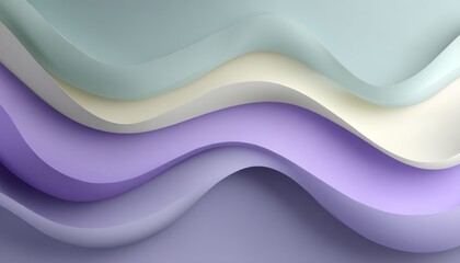 Poster - Elegant Pastel Wave Pattern with Lilac and Mint Hues for Modern Art Projects and Backgrounds