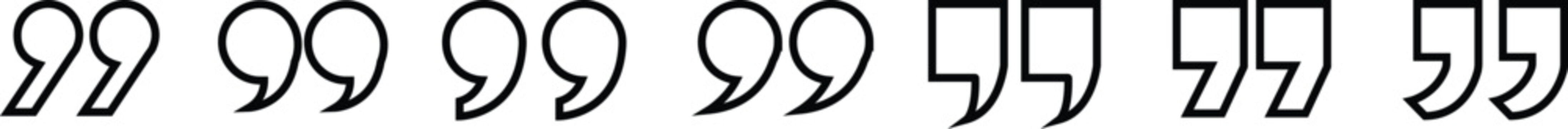Quote Mark line art Icon set.Quote chat icon for messaging, communication, and conversation.Quotation symbol. Remark sign in Quote mark on transparent background. Quoted sign . Vector Illustration.