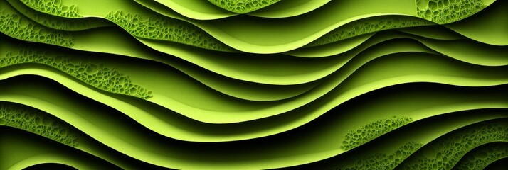 Poster - Elegant Emerald Abstract Waves Background with Textured Layered Design for Modern Art and Decor