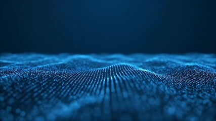 Abstract particle undulating background with dynamic bright digital waves