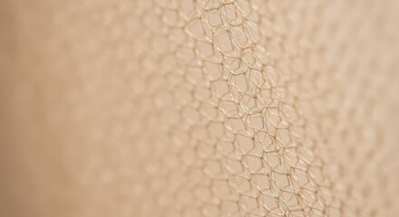 : . Abstract mesh fabric texture in soft lighting, beige tones macro detail minimalism aesthetic pattern neutral palette calm interior 