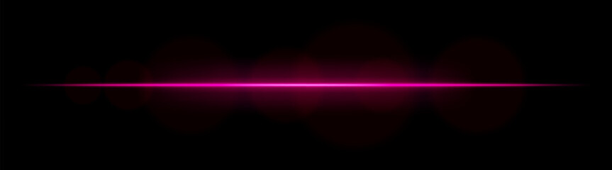 Wall Mural - laser line. thin horizontal beam with smooth light halo and soft focus edges on dark background. per