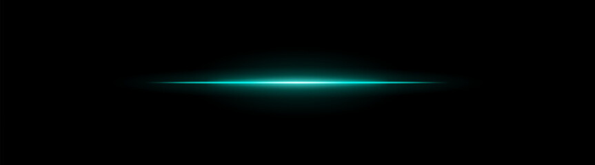 Wall Mural - neon light beam. glowing horizontal rays in blue, pink, yellow, and green shades on dark and transpa