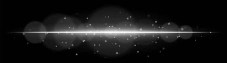 Wall Mural - particle light. radiant beam with dynamic glow and flying dots. creates atmosphere of speed, shine, 