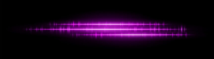 Wall Mural - soundwave line set. dual horizontal light rhythm lines with glitch pulse effect. used in sound desig