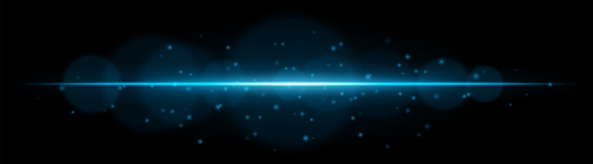 Wall Mural - particle light. radiant beam with dynamic glow and flying dots. creates atmosphere of speed, shine, 