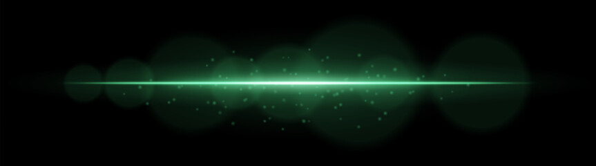 Wall Mural - light burst. bright horizontal ray with floating particles and lens blur. ideal for visualizing spar