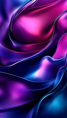 Poster - Dynamic and Colorful Waves of Gradient Satin Fabric Flowing in an Abstract 3D Background Design
