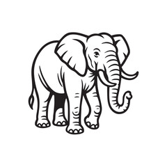  Elephant black and white vector illustration