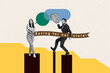 © deagreez - Trend artwork sketch design collage of couple young man lady stand speech cloud saving for our future coins economy savings cash finance