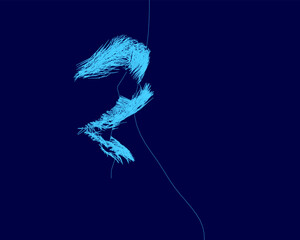 Poster - A sleek white contour line of a female figure flows gracefully across a deep blue abstract background. The minimalist design creates an elegant wallpaper effect with smooth curves and negative space.
