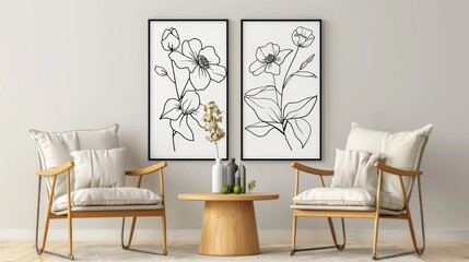 Poster - Minimalistic line art of Botanical wall art