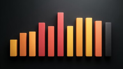 Poster - A top-down view of a business bar graph with bars representing annual sales figures, set against a smooth black surface, highlighting the importance of data visualization.