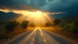 © Real - Sunlight streams down a country road.