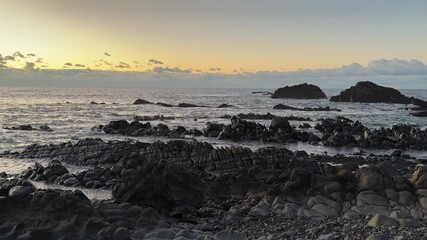Wall Mural - Morning view of rocky seascape at Crescent Head, Australia.