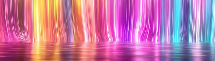 Poster - Vibrant Colorful Light Trails Reflected on Water Surface Creating Dynamic Abstract Background for Creative Design