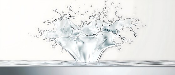 Poster - Stunning Water Splash with Droplets Captured in High Resolution Against a Light Background for Creative Projects