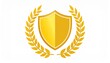 © madu - Golden Shield Emblem with Laurel Wreath Design Golden laurel wreath symbol on a white background.