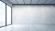 © Creative Store - Empty modern office room with a large window and a wall decorated with technology background new latest web ai background futuristic hud cyber security neural network data tech download ai background