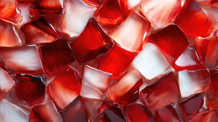 Poster - This image showcases a vibrant collection of red and white decorative crystal tiles, interspersed in intricate patterns, creating a dynamic visual effect of light and color.