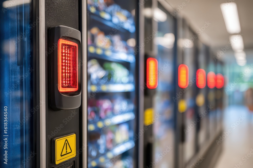 Aggression Vending Machine Frustrated Shoppers Moment concept. Vending machines lined up in a ...