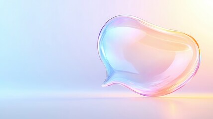 Poster - Iridescent speech bubble floats on a gradient background, representing modern communication and digital dialogue