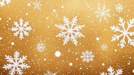 Aufkleber - Golden background glimmering with falling snowflakes, creating soft bokeh effect perfect for holiday themed visual content