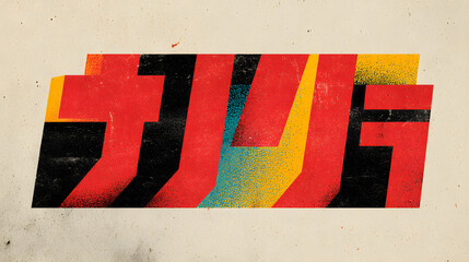 Poster - Abstract Typography in Bold Colors: A graphic composition featuring bold typography rendered in vivid red, black, yellow, and turquoise, creating a dynamic and eye-catching visual
