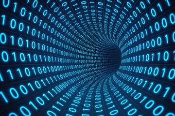 Aufkleber - Digital tunnel of binary code represents the endless flow of data and information in a technology-driven world, capturing the essence of modern communication