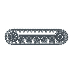 Gray tank track isolated on white background flat vector illustration.