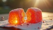 © Beniamin - Close-up of sunlit turkish delight with sugar crystals and golden glow outdoors