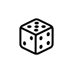 Poster - Isolated black and white outline illustration of a dice with dots representing numbers on each face
