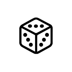 Poster - Illustration of a single die with rounded edges showing three sides and dots representing numbers one to six