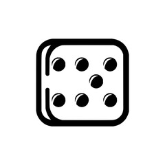 Poster - Illustration of a dice with rounded corners and six dots arranged symmetrically on a white background