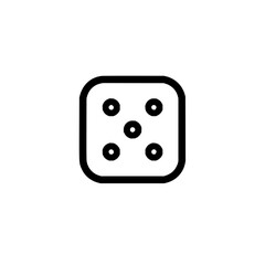 Poster - A single die face showing five pips in a square arrangement with rounded corners and a bold outline design