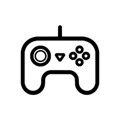 Poster - Illustration of a black and white gamepad with a joystick and directional buttons for video games and consoles