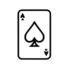 Poster - Illustration of a playing card featuring the ace of spades with a black outline on a white background